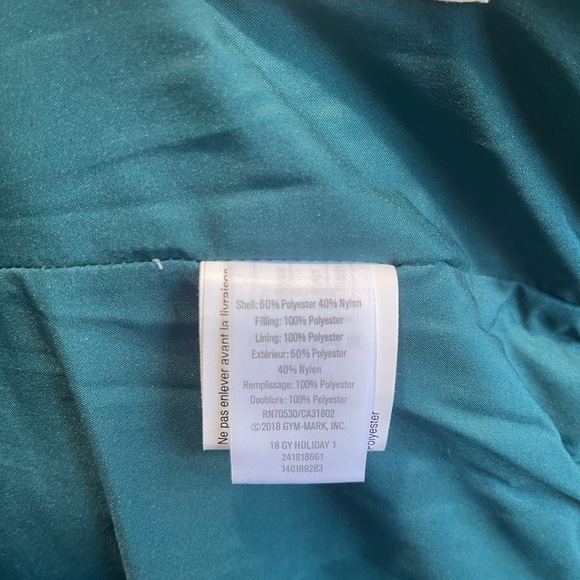 GYMBOREE BABY Teal Holiday Puffer Jacket w/ Hoodie Size 2T - Picture 6 of 6